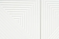 Clearance Miliboo Estantería de diseño con grabados blanco mate y metal dorado con 2 puertas 86 cm OZEN