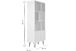 Clearance Miliboo Estantería de diseño con grabados blanco mate y metal dorado con 2 puertas 86 cm OZEN