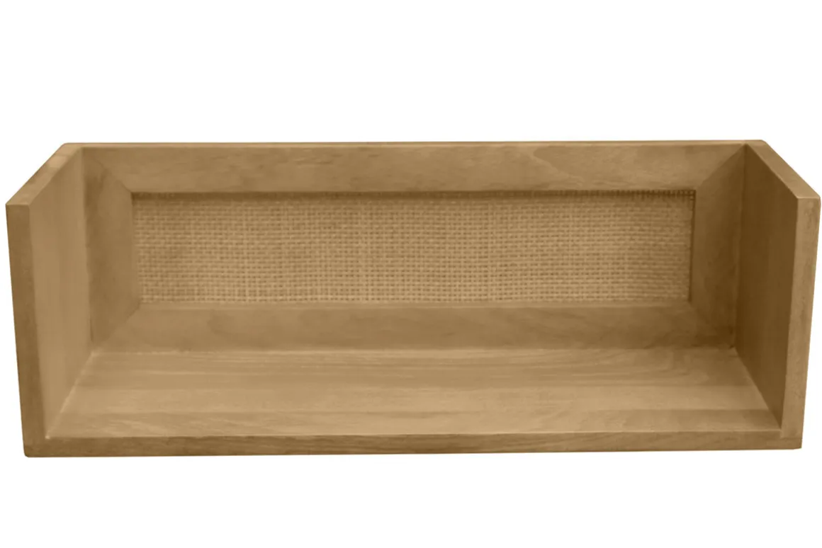 Clearance Miliboo Estantería de pared de madera maciza de mango y caña de ratán 60 cm ACANGE