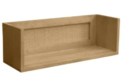Clearance Miliboo Estantería de pared de madera maciza de mango y caña de ratán 60 cm ACANGE