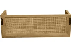 Clearance Miliboo Estantería de pared de madera maciza de mango y caña de ratán 60 cm ACANGE