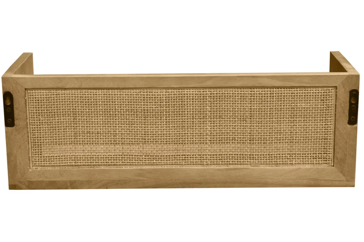 Clearance Miliboo Estantería de pared de madera maciza de mango y caña de ratán 60 cm ACANGE