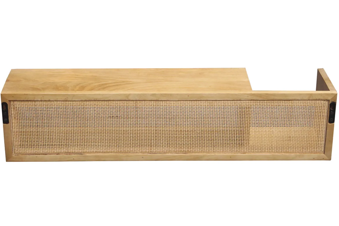 Cheap Miliboo Estantería de pared de madera maciza de mango y caña de ratán 90 cm ACANGE
