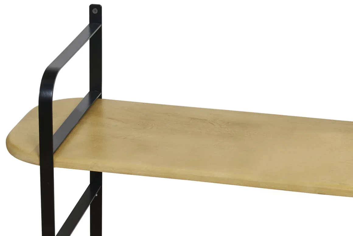Fashion Miliboo Estantería de pared de madera maciza de mango y metal negro 122 cm AKINA