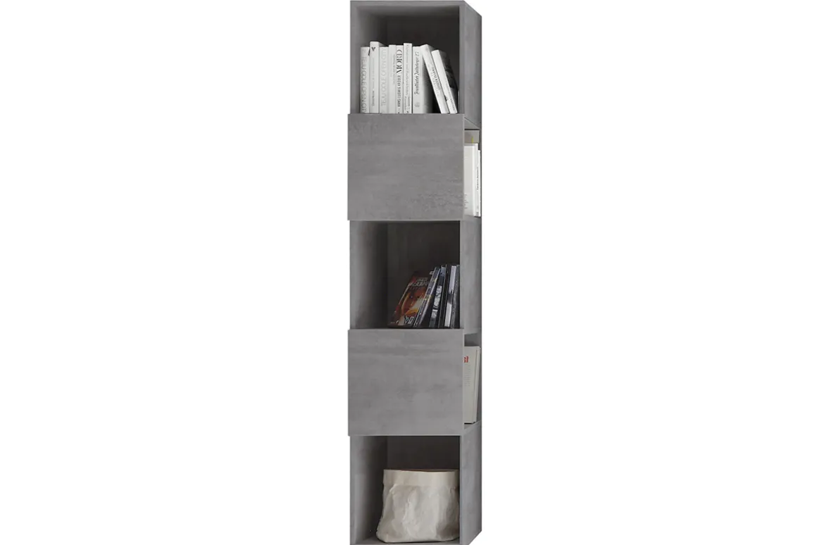 Sale Miliboo Estantería de pared vertical 5 espacios de almacenaje acabado cemento ETERNEL