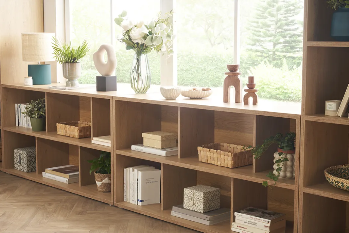 Outlet Miliboo Librería baja de madera blanca 140 cm EPURE