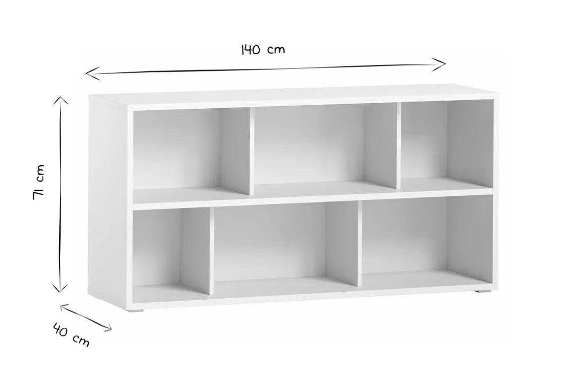 Outlet Miliboo Librería baja de madera blanca 140 cm EPURE