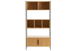 Cheap Miliboo Librería de contrachapado de roble con patas de metal negro SILKA