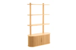 Clearance Miliboo Librería de pared de roble claro con almacenaje y 2 puertas correderas 90 cm EPIC