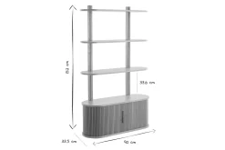 Clearance Miliboo Librería de pared de roble claro con almacenaje y 2 puertas correderas 90 cm EPIC