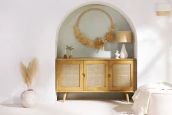 Hot Miliboo Lámpara de mesa blanca de cerámica efecto piedra con pantalla de rafia 49 cm PYRUS