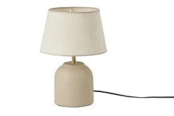 Sale Miliboo Lámpara de mesa de cerámica color topo mate con pantalla de lino 35 cm SIM