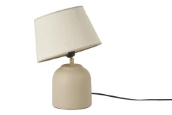 Sale Miliboo Lámpara de mesa de cerámica color topo mate con pantalla de lino 35 cm SIM