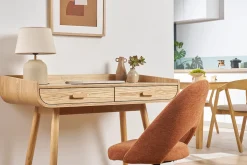 Sale Miliboo Lámpara de mesa de cerámica color topo mate con pantalla de lino 35 cm SIM