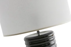 Fashion Miliboo Lámpara de mesa de cerámica esmaltada negra con pantalla de color crudo 53 cm BERRO