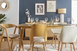 Shop Miliboo Lámpara de mesa de cerámica esmaltada blanca con pantalla de rafia natural 64 cm MAJES