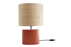 Outlet Miliboo Lámpara de mesa de cerámica terracota mate con pantalla de rafia natural 40 cm TIGA