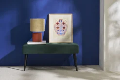 Outlet Miliboo Lámpara de mesa de cerámica terracota mate con pantalla de rafia natural 40 cm TIGA