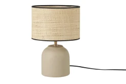 Online Miliboo Lámpara de mesa de cerámica color topo mate con pantalla de rafia 35 cm ROCHA