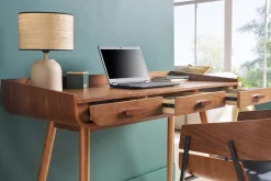 Online Miliboo Lámpara de mesa de cerámica color topo mate con pantalla de rafia 35 cm ROCHA