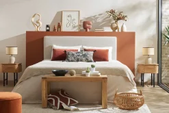 Online Miliboo Lámpara de mesa de cerámica color topo mate con pantalla de rafia 35 cm ROCHA