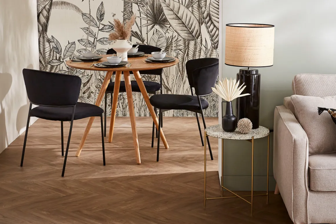 Cheap Miliboo Lámpara de mesa de cerámica esmaltada negra con pantalla de rafia BERRO