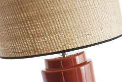 Online Miliboo Lámpara de mesa de cerámica esmaltada terracota con pantalla de rafia natural 64 cm MAJES