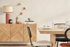 Online Miliboo Lámpara de mesa de cerámica esmaltada terracota con pantalla de rafia natural 64 cm MAJES
