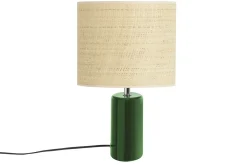 Flash Sale Miliboo Lámpara de mesa de cerámica verde oscuro con pantalla de rafia natural 40 cm TIGA