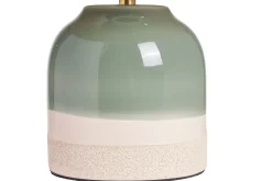 Discount Miliboo Lámpara de mesa verde de cerámica y pantalla de mimbre H35 cm PIEGA