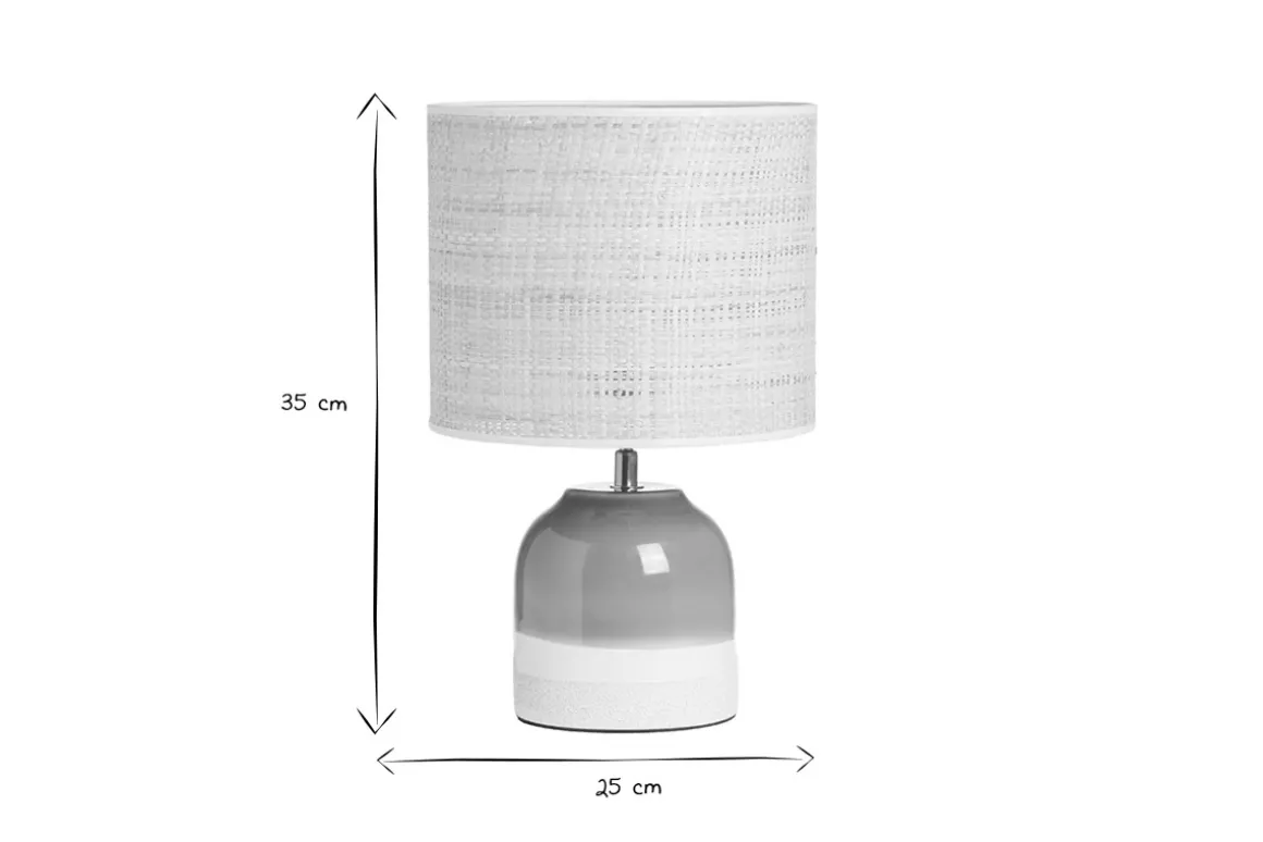 Discount Miliboo Lámpara de mesa verde de cerámica y pantalla de mimbre H35 cm PIEGA