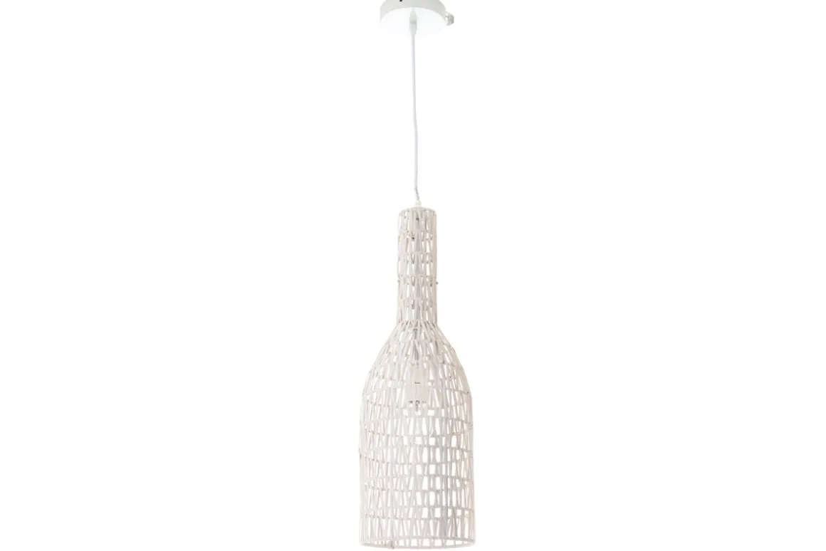 Store Miliboo Lámpara de techo de diseño de ratán blanco 19 cm de diámetro PHILAE