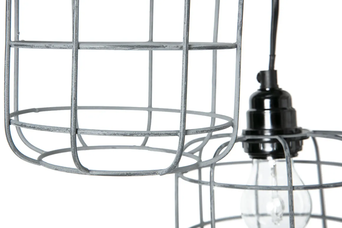 Store Miliboo Lámpara de techo industrial de metal gris LOFT con 5 lámparas multinivel