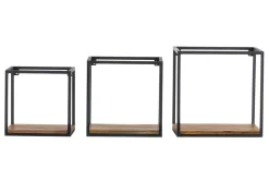 Sale Miliboo Lote de 3 estanterías de pared metal negro y mango cuadradas YPSTER