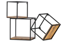 Sale Miliboo Lote de 3 estanterías de pared metal negro y mango cuadradas YPSTER