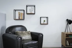 Sale Miliboo Lote de 3 estanterías de pared metal negro y mango cuadradas YPSTER