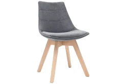 New Miliboo Lote de 2 sillas diseño nórdico madera y tejido gris oscuro MATILDE