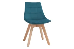 Sale Miliboo Lote de 2 sillas diseño nórdico madera y terciopelo azul petróleo MATILDE