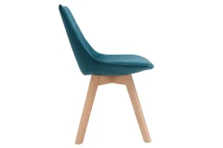 Sale Miliboo Lote de 2 sillas diseño nórdico madera y terciopelo azul petróleo MATILDE