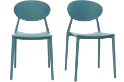 New Miliboo Lote de 2 sillas modernas azul petroleo polipropileno ANNA