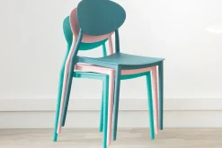 New Miliboo Lote de 2 sillas modernas azul petroleo polipropileno ANNA