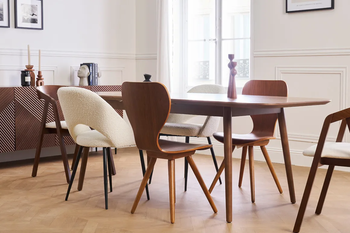 Store Miliboo Lote de dos sillas estilo escandinavo en nogal natural NORDECO