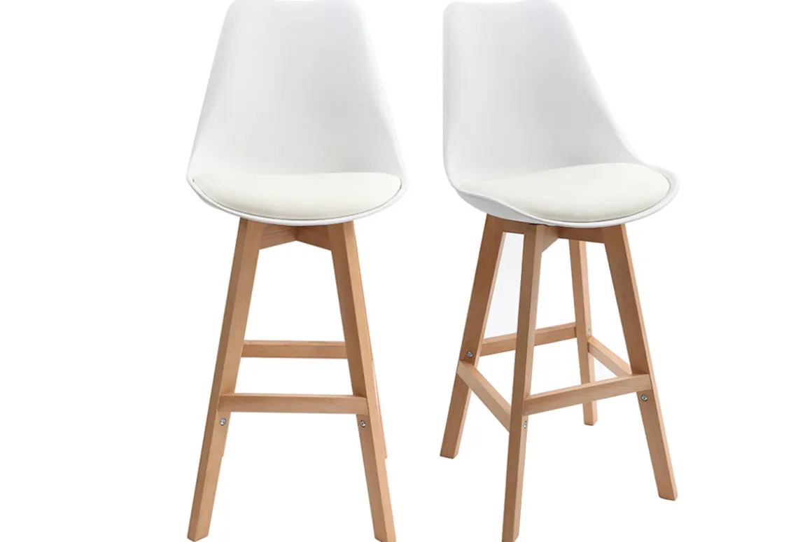 Flash Sale Miliboo Lote de dos taburetes de bar diseño blancos 65cm PAULINE