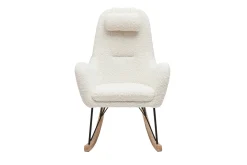 Clearance Miliboo Mecedora de diseño de tejido blanco efecto borreguillo MANIA