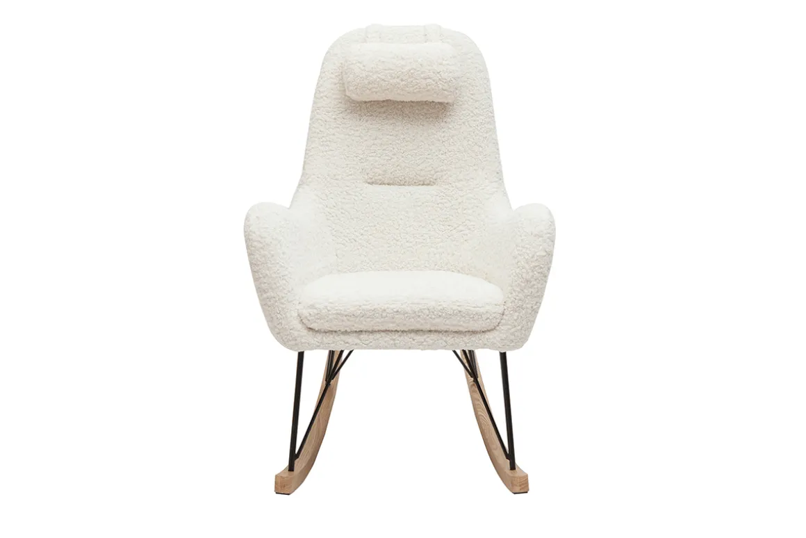 Clearance Miliboo Mecedora de diseño de tejido blanco efecto borreguillo MANIA