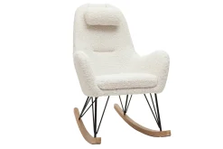 Clearance Miliboo Mecedora de diseño de tejido blanco efecto borreguillo MANIA
