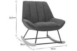 Discount Miliboo Mecedora moderna en tejido efecto terciopelo gris oscuro BILLIE