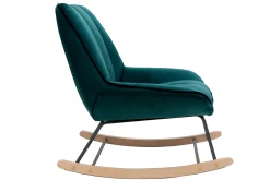 Flash Sale Miliboo Mecedora moderna en tejido efecto terciopelo azul petróleo BILLIE