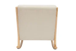 New Miliboo Mecedora nórdica de madera clara y tela efecto aterciopelado beige DERRY