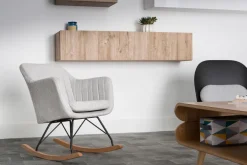 Cheap Miliboo Mecedora nórdica tejido gris claro ALEYNA